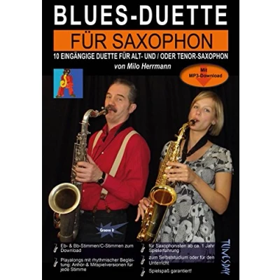 Abbildung von Blues Duette für Saxophon Noten mit Alt und Tenor Stimmen (Eb/Bb) Playalongs zum Mitspielen per MP3 Download: 10 eingängige und/oder Download
