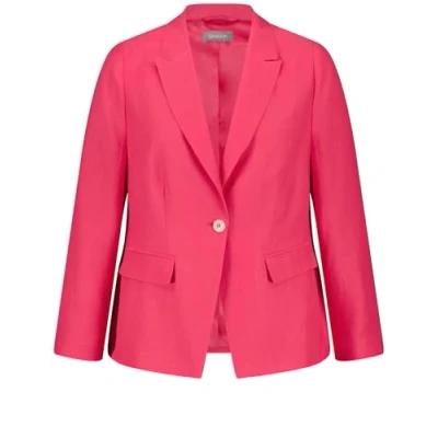 Abbildung von Samoon Damen Blazer aus Viskose Leinen Mix Langarm unifarben Barberry Red 54