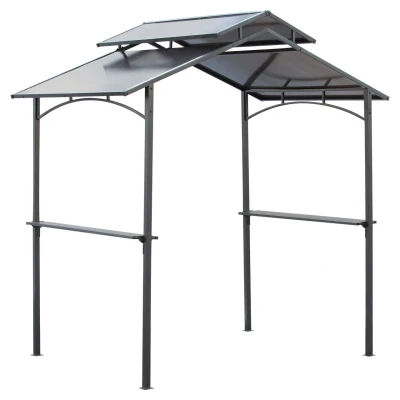 Abbildung von Grillpavillon mit Flammschutzdach 2,5 x 1,5m BBQ Pavillon Stahl PC