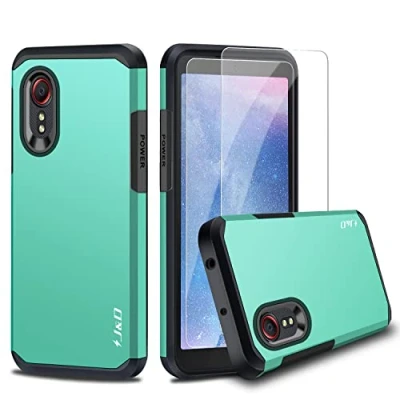 Abbildung von J&amp;D Kompatibel für Samsung Galaxy Xcover 5 Hülle, Heavy Duty Hybrid Robustes Stoßfest Schutzhülle mit 2 Stücke Glas Displayschutzfolie 5, Türkis