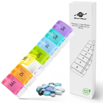 Abbildung von Smart Planet Pillendose 7 Tage Deutsch, große Tablettenbox 22cm seniorenfreundliche Medikamentenbox, wöchentliche Pillenbox Organizer für unterwegs