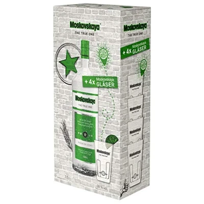 Abbildung von Moskovskaya Vodka + 4 Gläser (1 x 3 l)