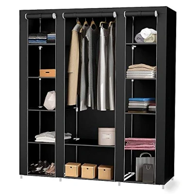 Abbildung von homewell Kleiderschrank, Faltschrank, Stoffschrank, Faltbare Garderobe mit Kleiderstange (1 Kleiderstange,Schwarz2)