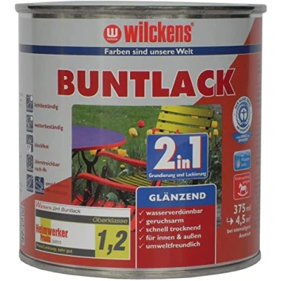Abbildung von Wilckens 2in1 Acryl Buntlack für Innen und Außen, glänzend, 375 ml, RAL 5010 Enzianblau