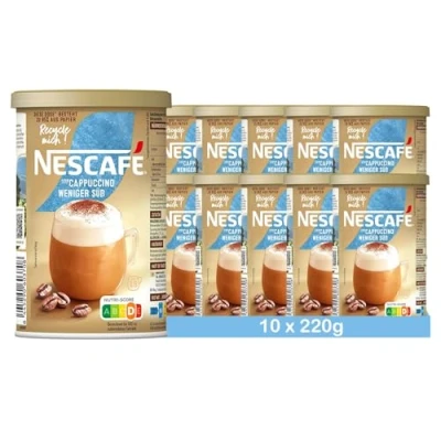 Abbildung von NESCAFÉ GOLD Typ Cappuccino Weniger Süß, Getränkepulver aus löslichem Bohnenkaffee, koffeinhaltig, 10er Pack (10 x 220g)