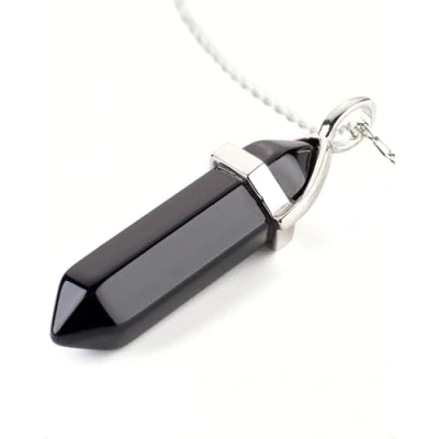 Abbildung von LAVISA Kette mit Anhänger Obelisk Edelstein Halskette silber, echte Kristalle, Naturstein, Schmuck Kristall Naturstein Edelsteinkette