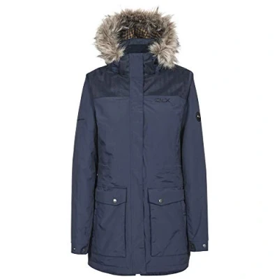 Abbildung von Trespass Damen Garner Wasserdichte DLX Regenjacke mit Abnehmbarer Kapuze, Blau (Navy), 2XL