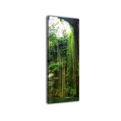 Abbildung von wandmotiv24 Leinwandbild Panorama Nr. 217 Ik Kil Cenote 100x40cm, Bild auf Leinwand, Mexico Südamerika Urwald