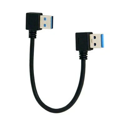 Abbildung von Cablecc USB 3.0 Typ A Stecker 90 Grad Links abgewinkelt auf rechtwinklig Verlängerungskabel
