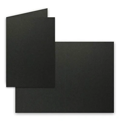 Abbildung von 50 Faltkarten B6 Schwarz Blanko Doppel Karten 12 x 17 cm sehr formstabil für Drucker geeignet Serie: FarbenFroh