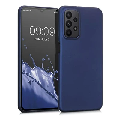 Abbildung von kwmobile Case kompatibel mit Samsung Galaxy A23 4G / 5G Hülle Schutzhülle aus Silikon metallisch schimmernd Handyhülle Metallic Blau