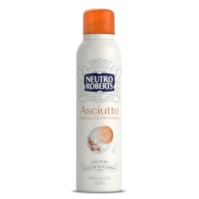 Abbildung von Neutro Roberts, Trockenspray Sandelholz, Zero Alkohol, mit natürlicher Baumwolle, reinem Glycerinöl, dermatologisch getestet, Deodorant für Damen und Herren, 150 ml, 48h