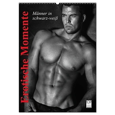 Abbildung von Erotische Momente. Männer in schwarz weiß (Wandkalender 2025 DIN A2 hoch), CALVENDO Monatskalender