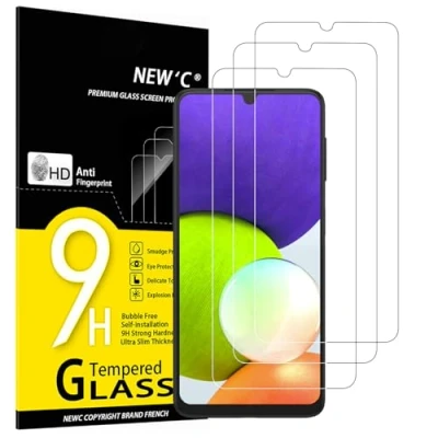 Abbildung von NEW&#039;C 3 Stück, Panzer Schutz Glas für Samsung Galaxy A22 4G (Nicht 5G), Frei von Kratzern, 9H Härte, HD Displayschutzfolie, 0.33mm Ultra klar, Ultrabeständig