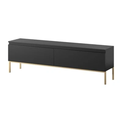 Abbildung von Selsey TV Schrank Board Sideboard Fernsehtisch Fernsehschrank Mit Schränken 150 cm Schwarze Beine Schwarz Bemmi