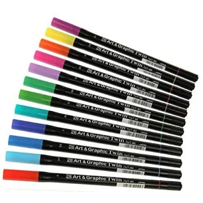 Abbildung von Kuretake TUT 80/12VBR Farbenset, Plastik, diverse farben, 19,4 x 14,4 1,5 cm
