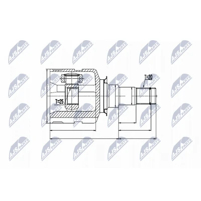 Abbildung von NTY NPW TY 013 Gelenksatz Vorderachse rechts, getriebeseitig TOYOTA: RAV4 III SUV, Camry VI Limousine, V Limousine