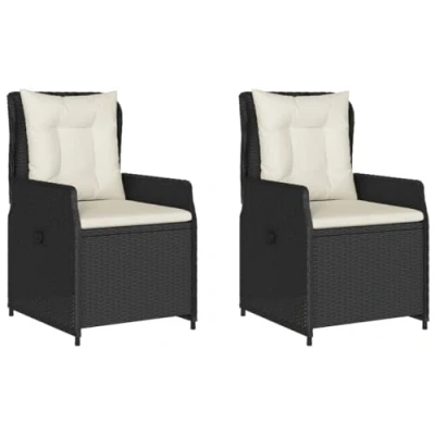 Abbildung von vidaXL Gartenstuhl Gartensessel 2 Stk. Verstellbar Schwarz Poly Rattan (1 St)