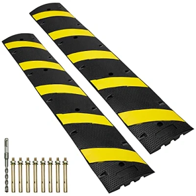Abbildung von VEVOR 2er Set 2 Kanal Kabelschutzrampe Kabelbrücke Gummi Schlauchbrücke 183 x 30 4,5 cm Überfahrschutz 10000 kg (pro Achse) Tragfähigkeit Kabel Rampe Anti Rutsch Design Ideal für Parkplätze