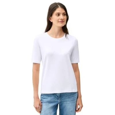 Abbildung von CECIL Damen 3225993 Basic Rundhals T Shirt, Weiß, L