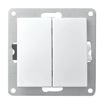 Abbildung von McPower Taster 2 fach Flair 10A Unterputztaster zweifach 250V ein aus Tastschalter mit Schraubklemmen Anschluss, weiß matt