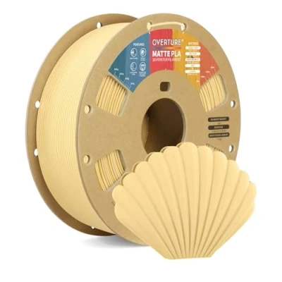 Abbildung von OVERTURE Matte PLA Filament 1.75mm, Rolle 1kg Spule (2.2lbs), Maßgenauigkeit +/ 0.02mm, für 3D Drucker (Buttergelb)