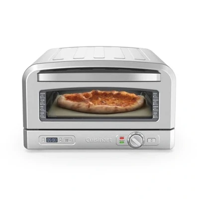 Abbildung von Cuisinart Pizzaofen Für benutz im Innenbereich Holzofengeschmack in 5 Minuten Pizzaset enthalten: Pizzaschieber, schneider, Stein und Tiefeform Einstellbare Zeit Temperatur bis 400C