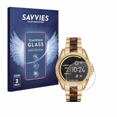 Abbildung von Savvies Panzer Schutz Glas für Michael Kors Access Bradshaw/Grayson (3 Stück) 9H Hartglas, Anti Fingerprint, Displayschutz