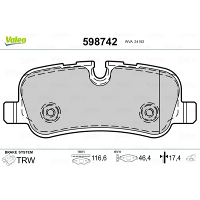 Abbildung von VALEO 598742 Bremsbelagsatz Hinterachse exkl. Verschleißwarnkontakt mit Anti Quietsch Blech LAND ROVER: Range Rover Sport, 3, Discovery 4