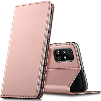 Abbildung von Verco Handyhülle für Samsung Galaxy M51, Premium Handy Flip Cover M51 Hülle [integr. Magnet] Book Case PU Leder Tasche, Rosegold