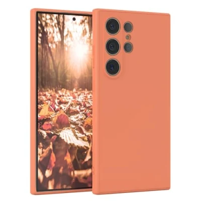 Abbildung von EAZY Case Silikonhülle für Samsung Galaxy S24 Ultra Hülle Silikon Orange weich stoßfeste Handyhülle Schutzhülle mit Kameraschutz Dünn Premium Schutz Cover Bumper in