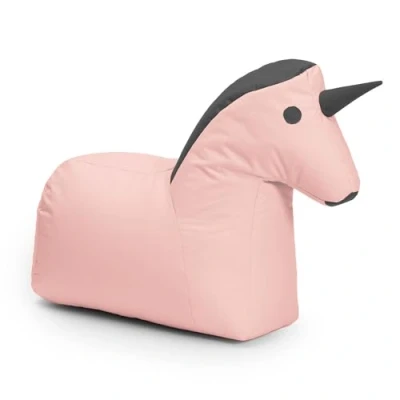 Abbildung von Lumaland Kindersitzsack Einhorn Sitzsack Tier Familie für Kinder Wasserabweisender Bean Bag Indoor &amp; Outdoor Pflegeleichtes Material 85 x 70 45 cm 1,9 kg leicht [Pink/Grau]