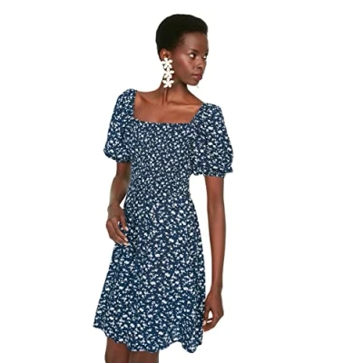 Abbildung von TRENDYOL Damen Midi Standard Relaxed Kleid, Marineblau, 38 EU