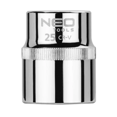 Abbildung von NEO TOOLS 08 025 Steckschlüsseleinsatz 1/2 3124 25 mm Chrom Vanadium Stahl SuperLock