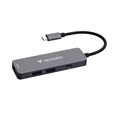 Abbildung von Verbatim USB C Essentials Multiport Hub 4 Ports: (1) A 2.0, 3.0/3.2 Gen 1, 1 mit 4K HDMI und bis zu 100W Power Delivery