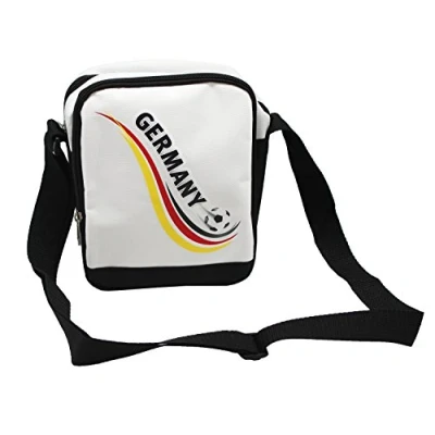 Abbildung von Idena 21560 Schultertasche Deutschland, im Fußballdesign, mit 2 Fächern, weiß schwarz, ca. 17 x 21 cm, praktisch, trendy, cool, für Freizeit, Reisen und den Alltag