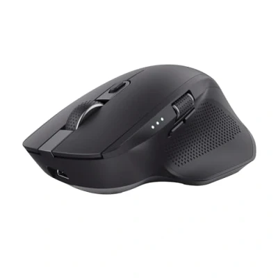 Abbildung von Trust Ozaa+ Kabellose Maus Bluetooth + 2.4GHz, Programmierbare Mehrgeräte Funkmaus, Seitliches Mausrad, 60% Recyclingkunststoff Wiederaufladbare Leise Laptop Computer Mac, Schwarz