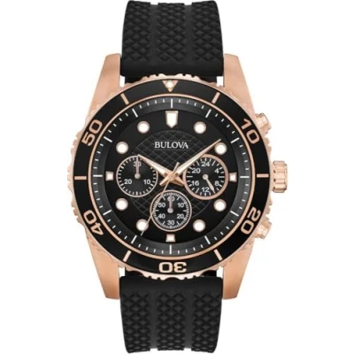 Abbildung von Bulova Herren Analog Quarz Uhr mit Gummi Armband 98A192