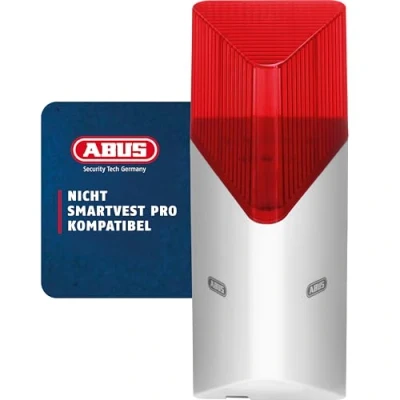 Abbildung von ABUS Funk Sirene Smartvest für Alarmanlage bis zu 100 db Lautstärke Innen und Außen Montage Batteriebetrieben weiß 38832