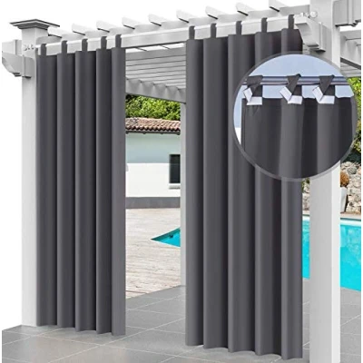 Abbildung von Ferocity Outdoor Vorhang Schlaufengardine 220 x 155 cm Gartenlauben Balkon Vorhänge Gardinen Verdunkelungsvorhänge mit Schlaufen, Wasserdicht für Pavillon Strandhaus (1 Panel) Graphit [129]