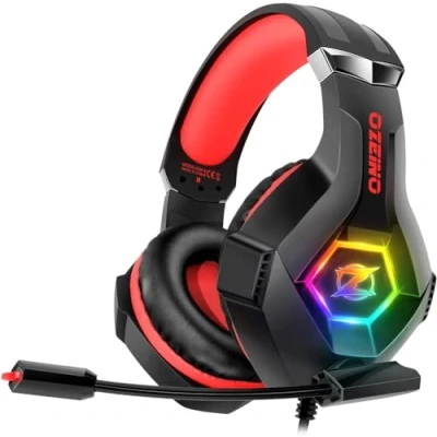 Abbildung von Ozeino Wired Gaming Headset für Ps4 Ps5 PC Kopfhörer mit RGB Licht und Stereo Surround, Mikrofon Xbox Switch One, Rosa