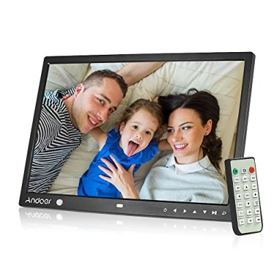 Abbildung von Andoer 15 Zoll Digital Fotorahmen LED Bildrahmen Album Desktop 1280 * 800 HD eBook/Uhr/Kalender mit Bewegungsmelder Sensor, Touch Tasten und Fernbedienung, Weihnachts Geburtstagsgeschenk
