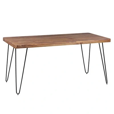 Abbildung von FineBuy Massiver Esstisch Harlem Sheesham Massiv Holz, Esszimmertisch Massivholz mit Design Metall Beinen, Holztisch Tisch Esszimmer, Küchentisch