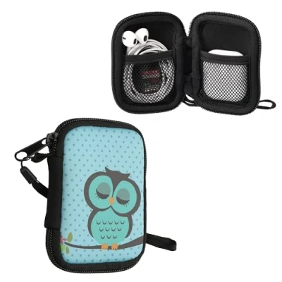 Abbildung von kwmobile in Ear Kopfhörer Tasche kompatibel mit Headphones Hülle Neopren Cover Case Innenmaße Etui Türkis Braun Mintgrün
