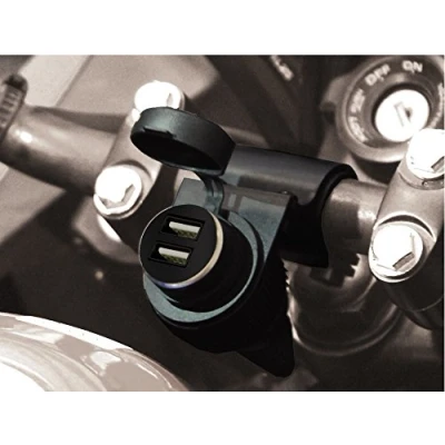 Abbildung von BC Battery Controller 710 S12USBDUAL Wasserdichte Bordsteckdose/Zigarettenanzünderbuchse mit Lenkerhalterung für Motorrad