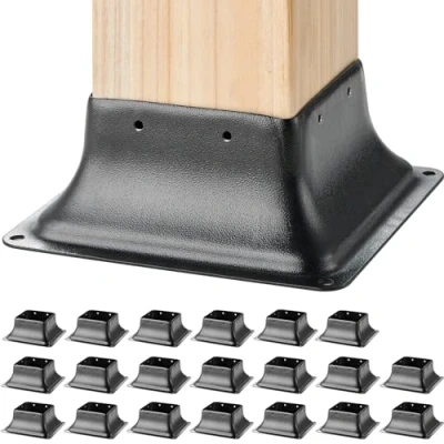 Abbildung von VEVOR 20er Set Aufschraubhülse 153 x 62 mm Pfostenträger Kohlenstoffstahl Pfostenschuh Pfosten Pfostenunterlage Bodenhülse Stützenfuß Ideal für Verandageländern, Pergolen und Säulen