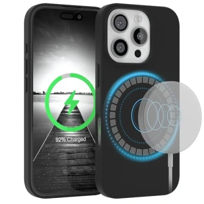 Abbildung von EAZY Case Silikonhülle für iPhone 16 Pro Hülle mit Qi Charging Silikon Schwarz weich stoßfeste Handyhülle Schutzhülle Kameraschutz Dünn Schutz Cover TPU Phone Bumper