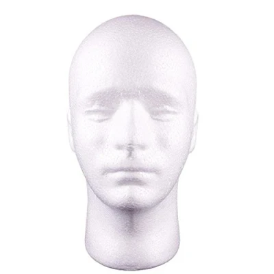 Abbildung von Weißer Schaumstoffkopf, männlich, Kopf Modell, für Perücken, Mützen, Hüte, Schaumstoff Mannequin Styropor von Gemini _ Mall®