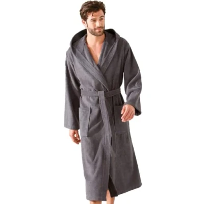 Abbildung von Morgenstern Bademantel Herren mit Kapuze aus Frottee in Blau, Grau, XL