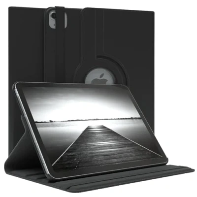 Abbildung von EAZY Case Tablet Hülle für iPad Air 6 (2024) Schutzhülle 10,9 Zoll Smart Cover Rotationcase zum Aufstellen Klapphülle 360 drehbar mit Standfunktion Tasche Kunstleder Schwarz
